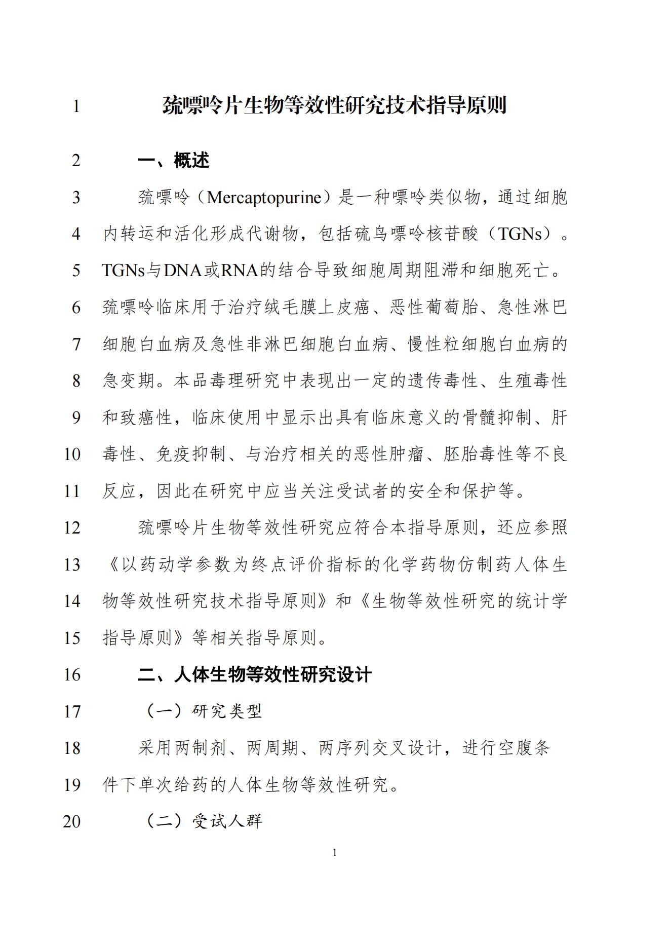 《巯嘌呤片生物等效性研究技术指导原则(征求意见稿)》_02.jpg